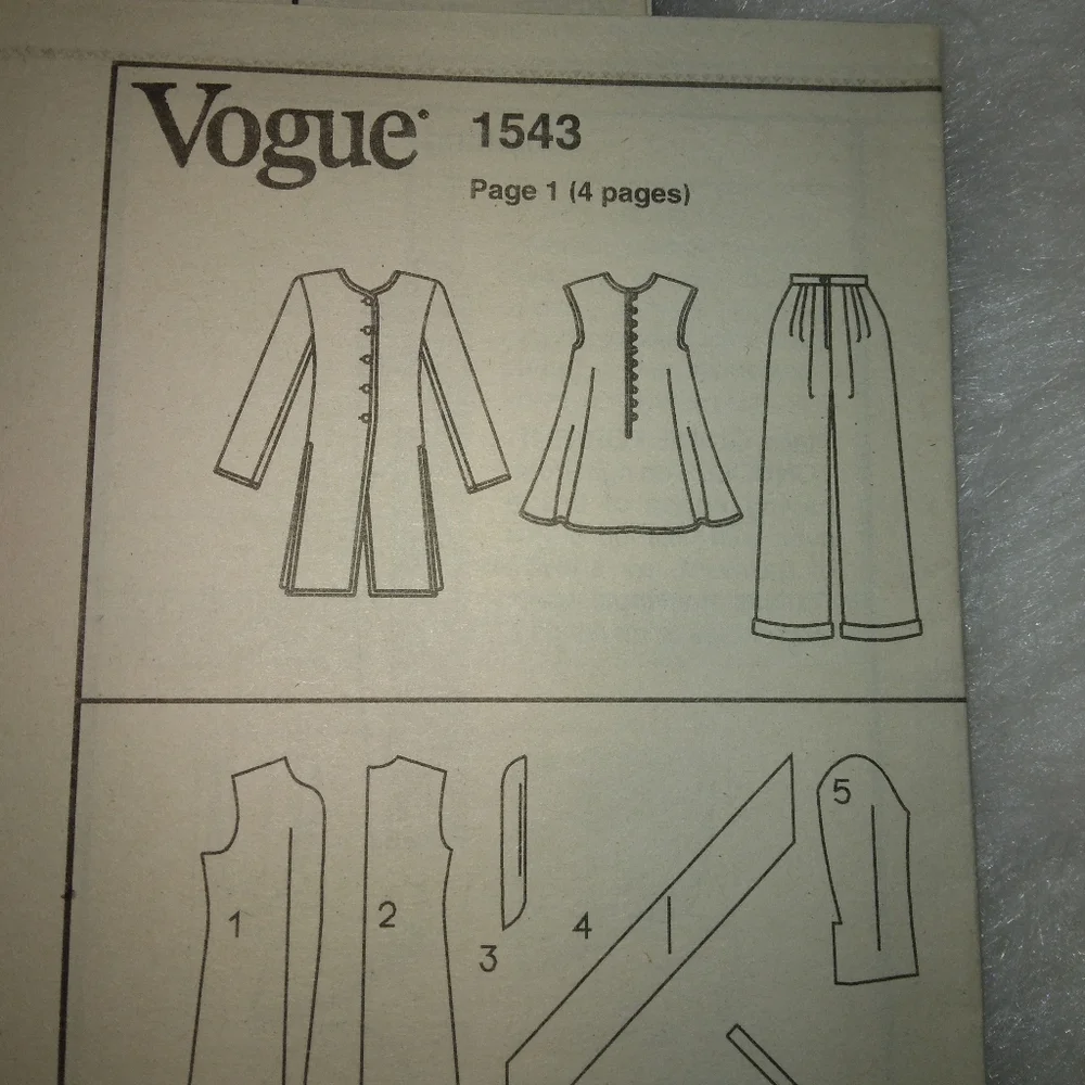 VOGUE 1542 Emanuel Ungaro Paris Original Jacket Top Pants Size 6-8-10